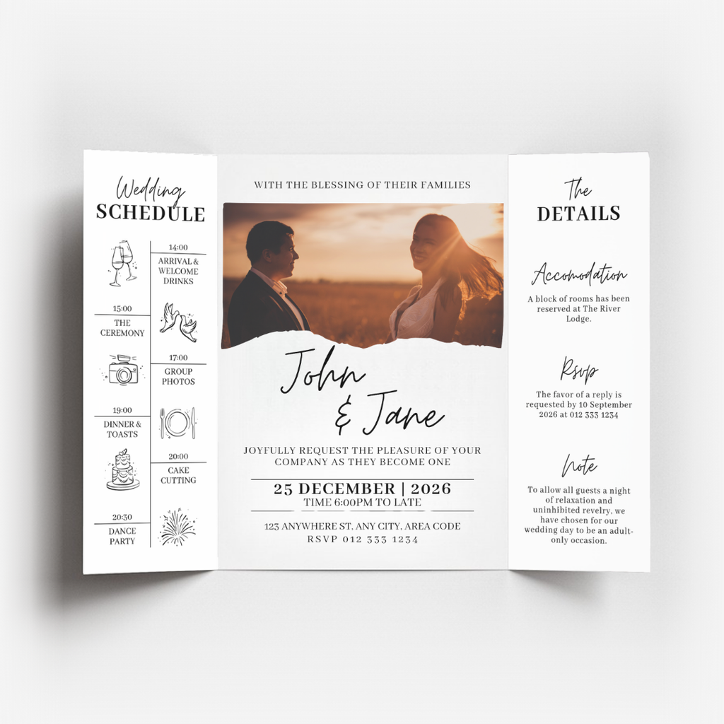 Modern Gatefold DIY Wedding Stationary Bundle