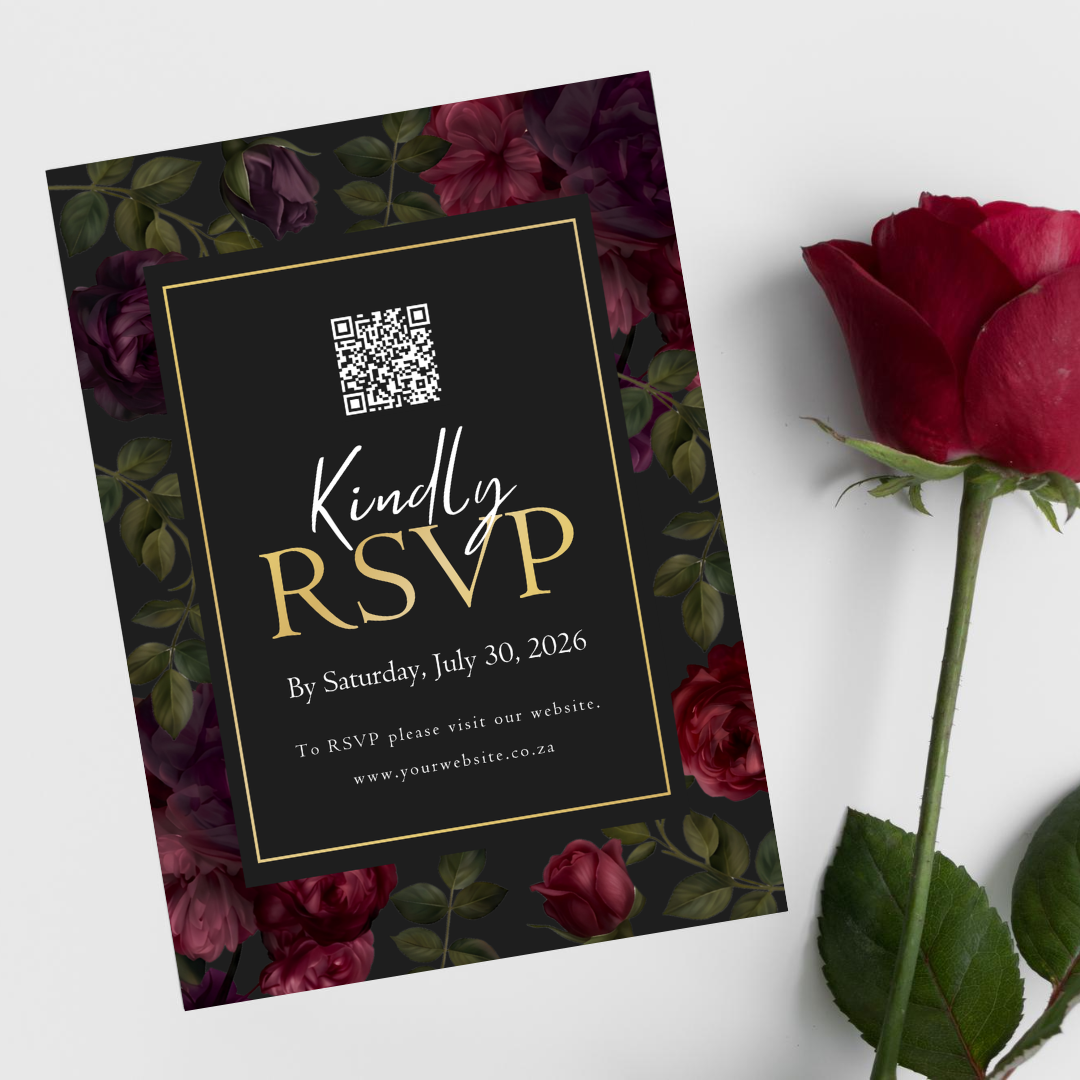 Dark Floral DIY Wedding Stationary Bundle