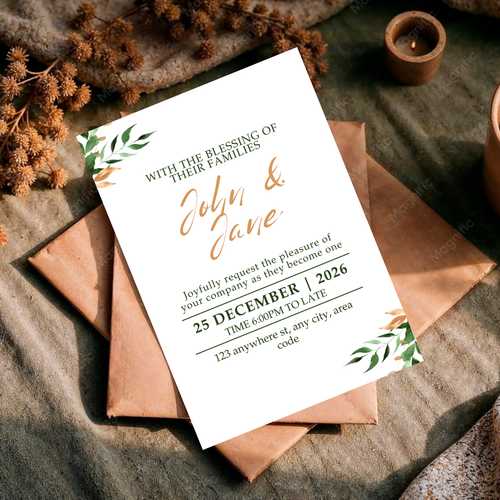 Free Minimalist Boho Green & Copper DIY Wedding Stationary Bundle