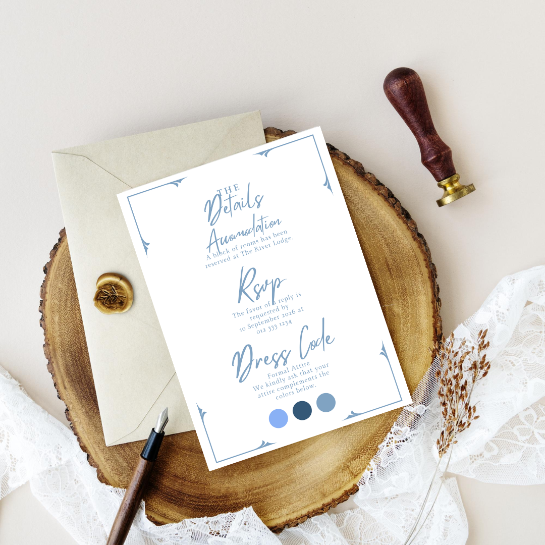 Free Dusty Blue DIY Wedding Stationary Bundle