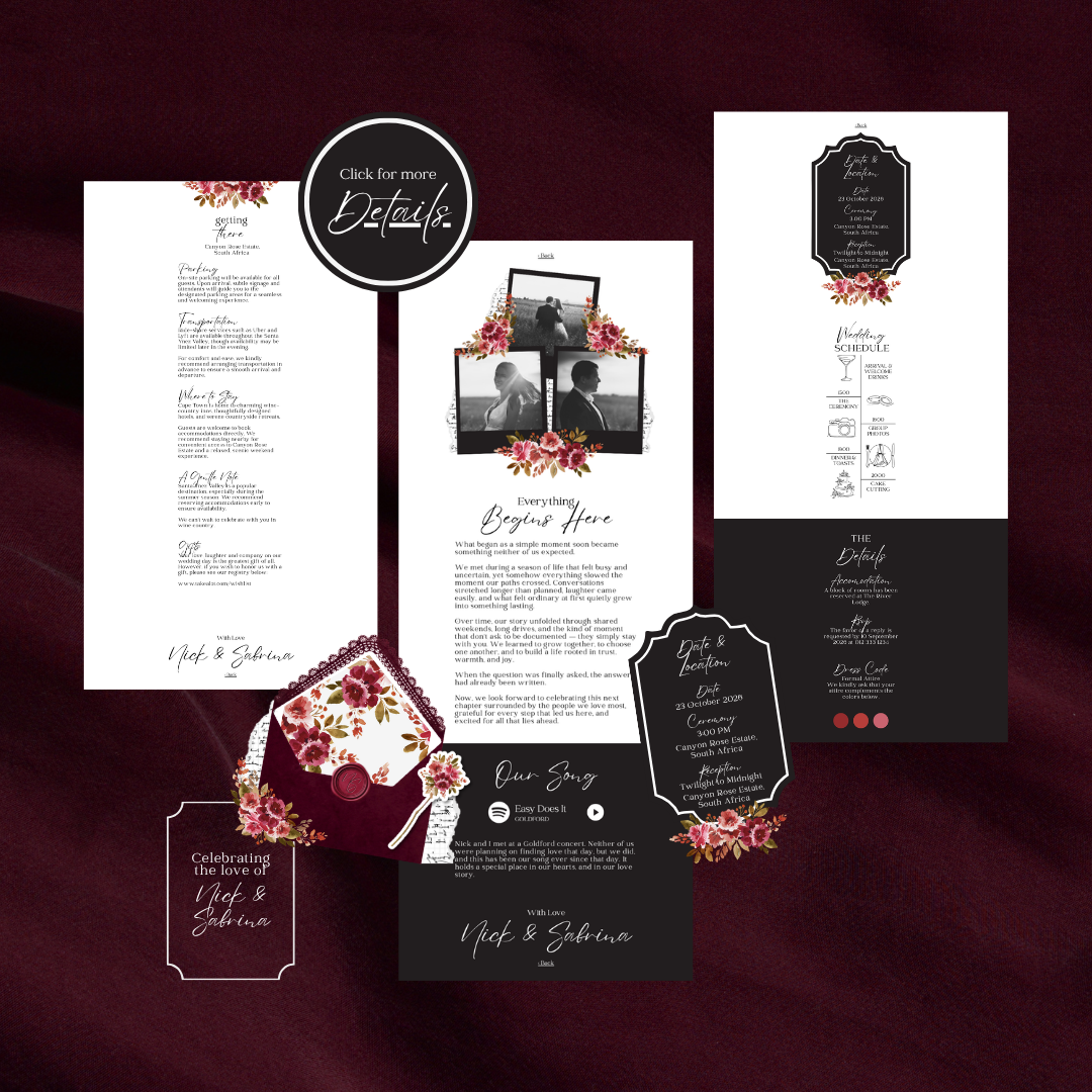 Burgundy & Blush Wedding Website