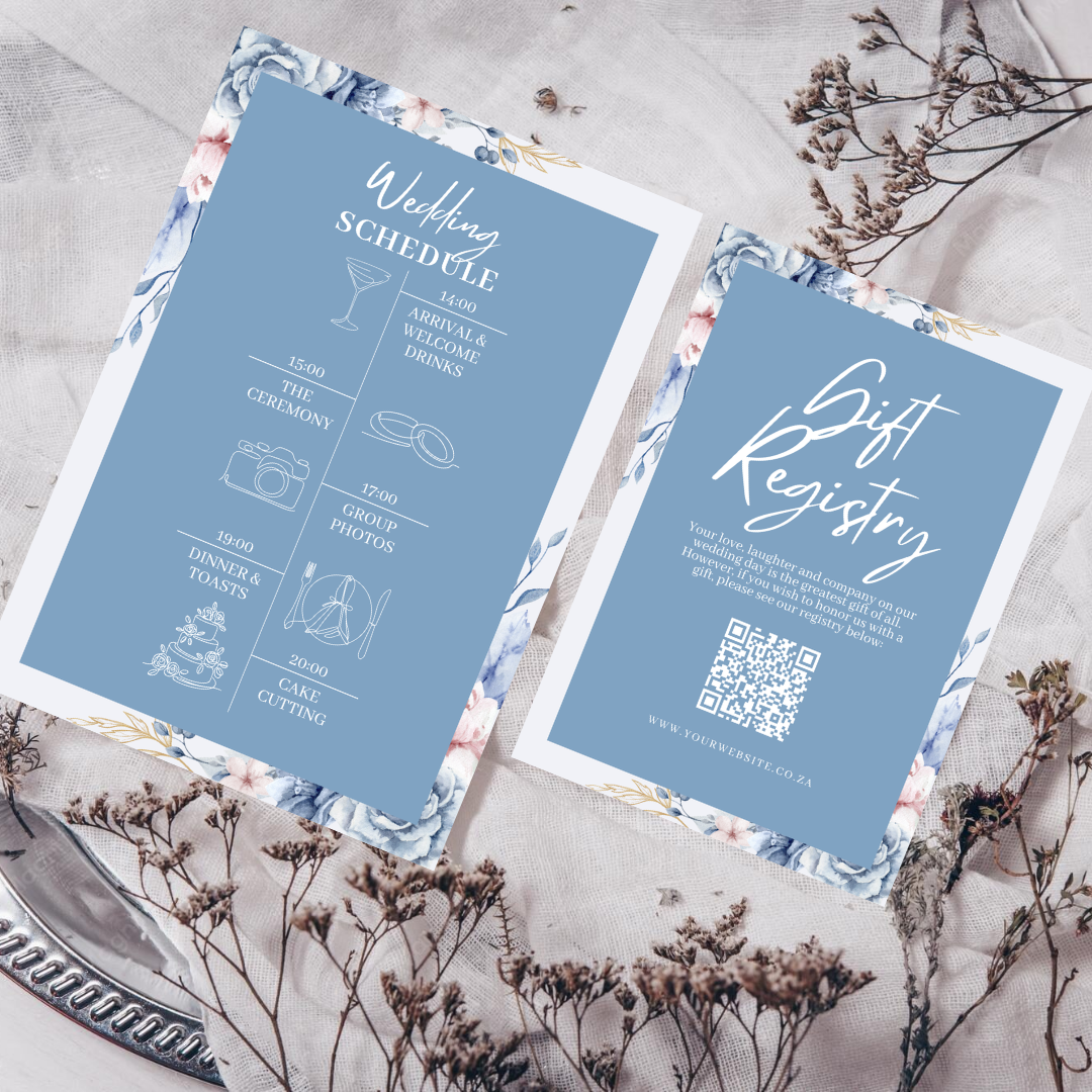 Free Dusty Blue Floral DIY Wedding Stationary Bundle
