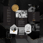 Modern Editorial Black and Gold Wedding Website