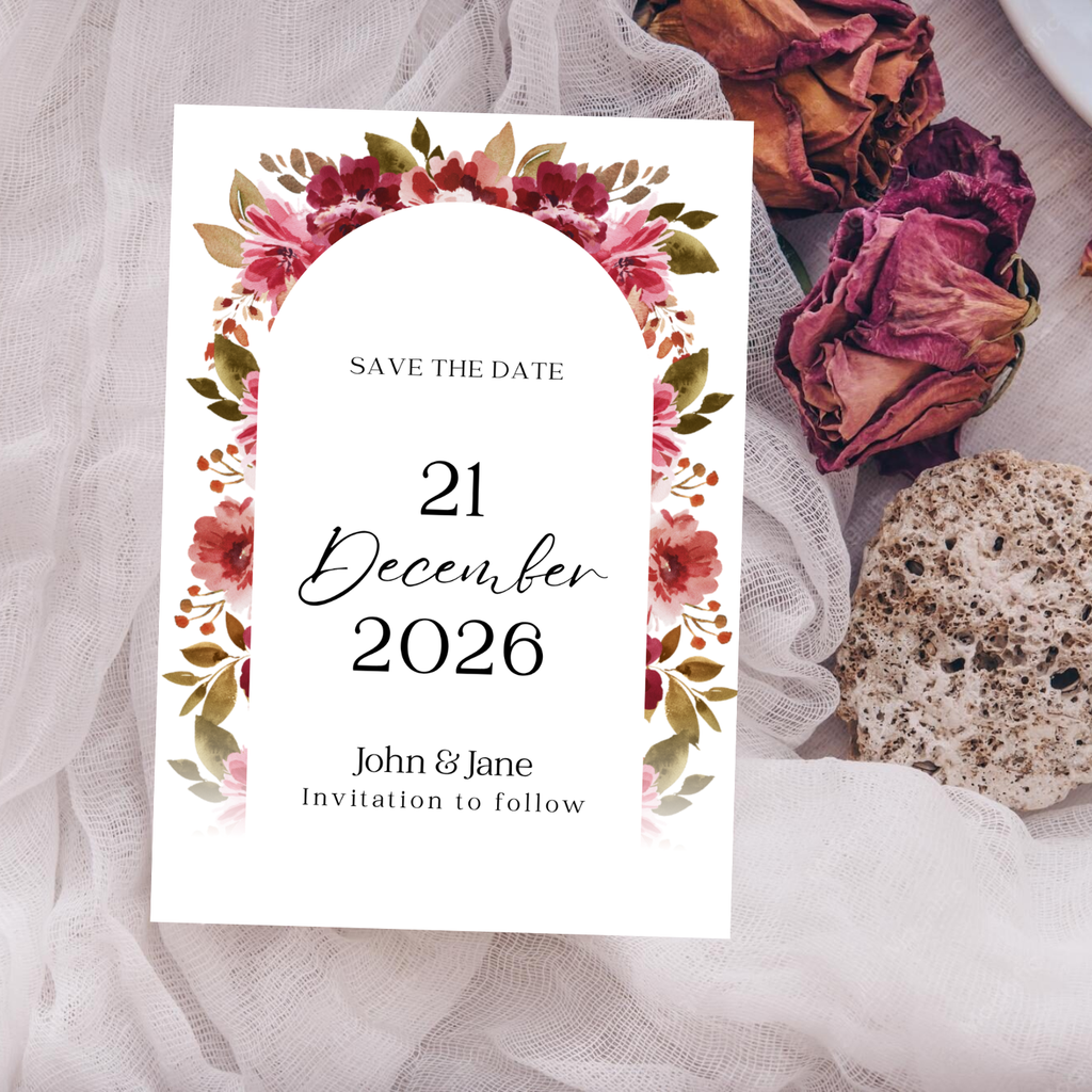 Floral Burgundy Blush DIY Wedding Stationary Bundle