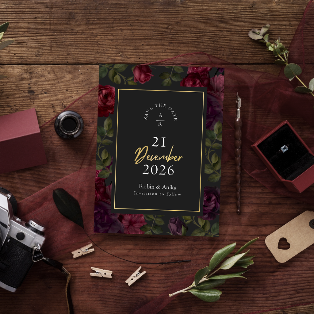 Dark Floral DIY Wedding Stationary Bundle