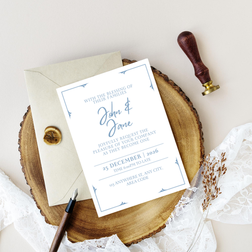 Free Dusty Blue DIY Wedding Stationary Bundle
