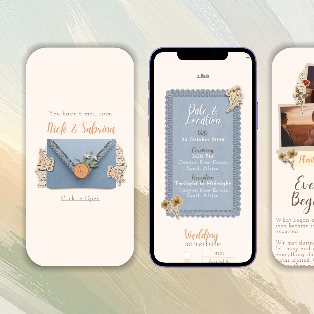 Rustic Cream & Floral Wedding Website
