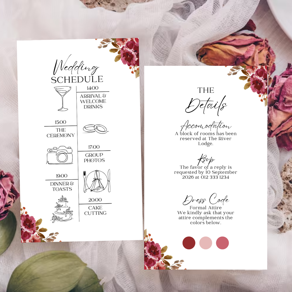 Floral Burgundy Blush DIY Wedding Stationary Bundle