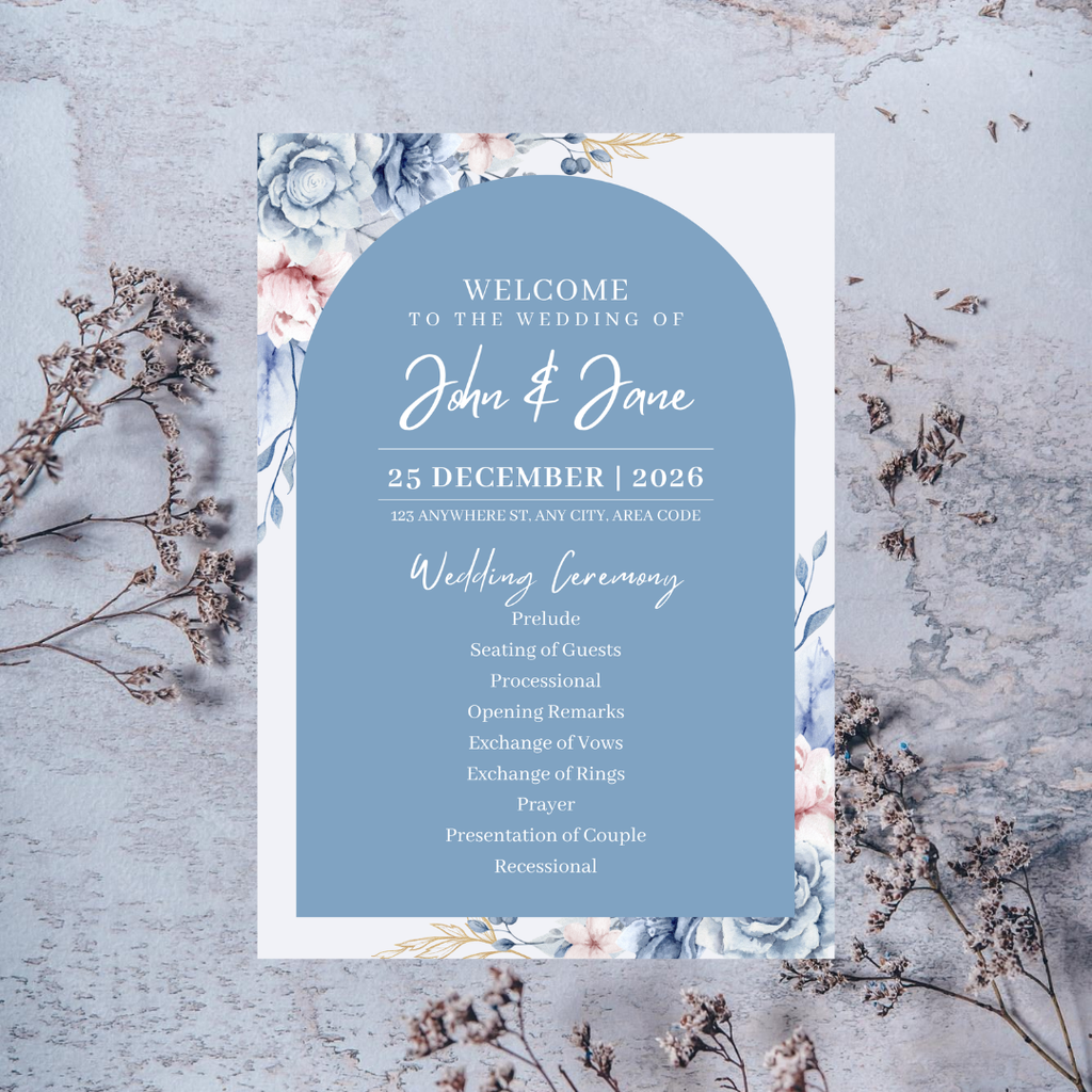 Free Dusty Blue Floral DIY Wedding Stationary Bundle