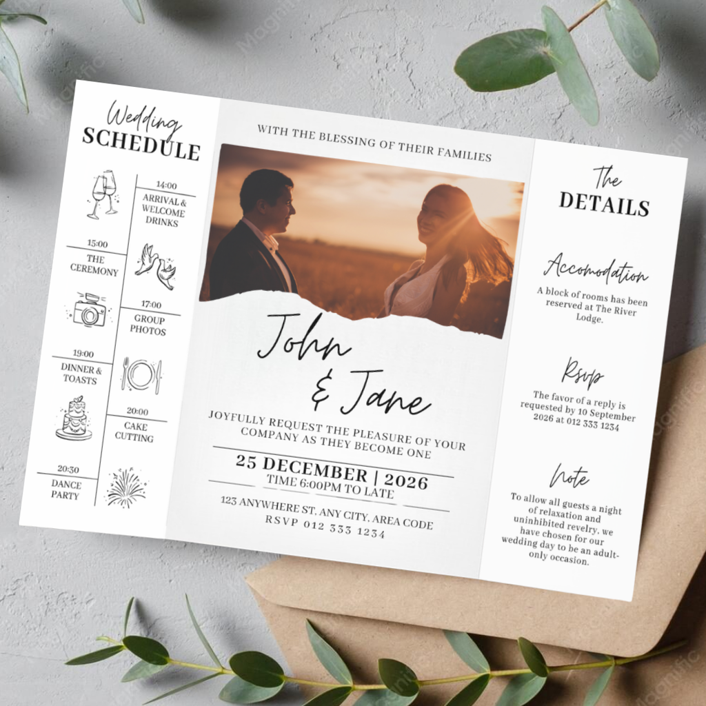 Modern Gatefold DIY Wedding Stationary Bundle