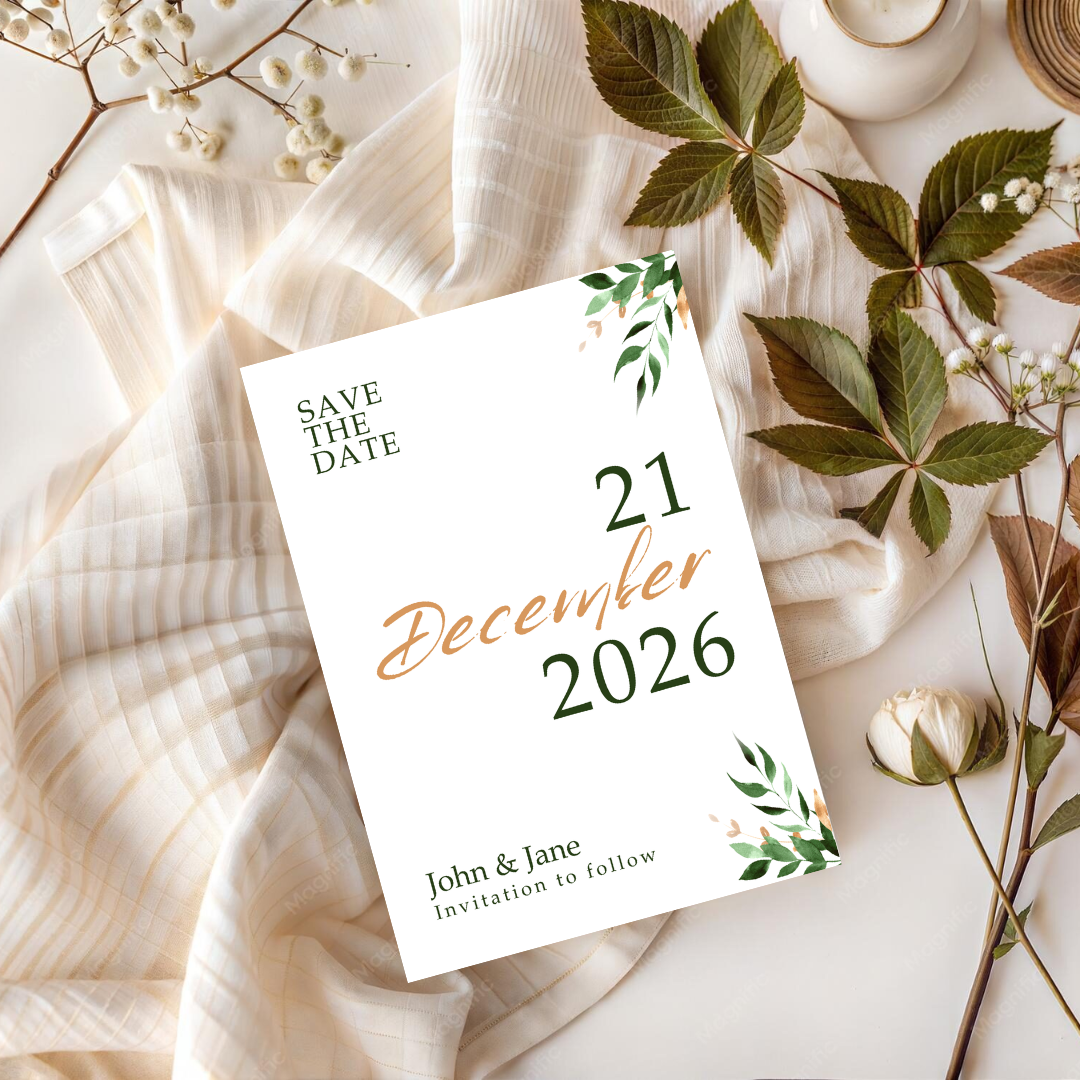 Free Minimalist Boho Green & Copper DIY Wedding Stationary Bundle