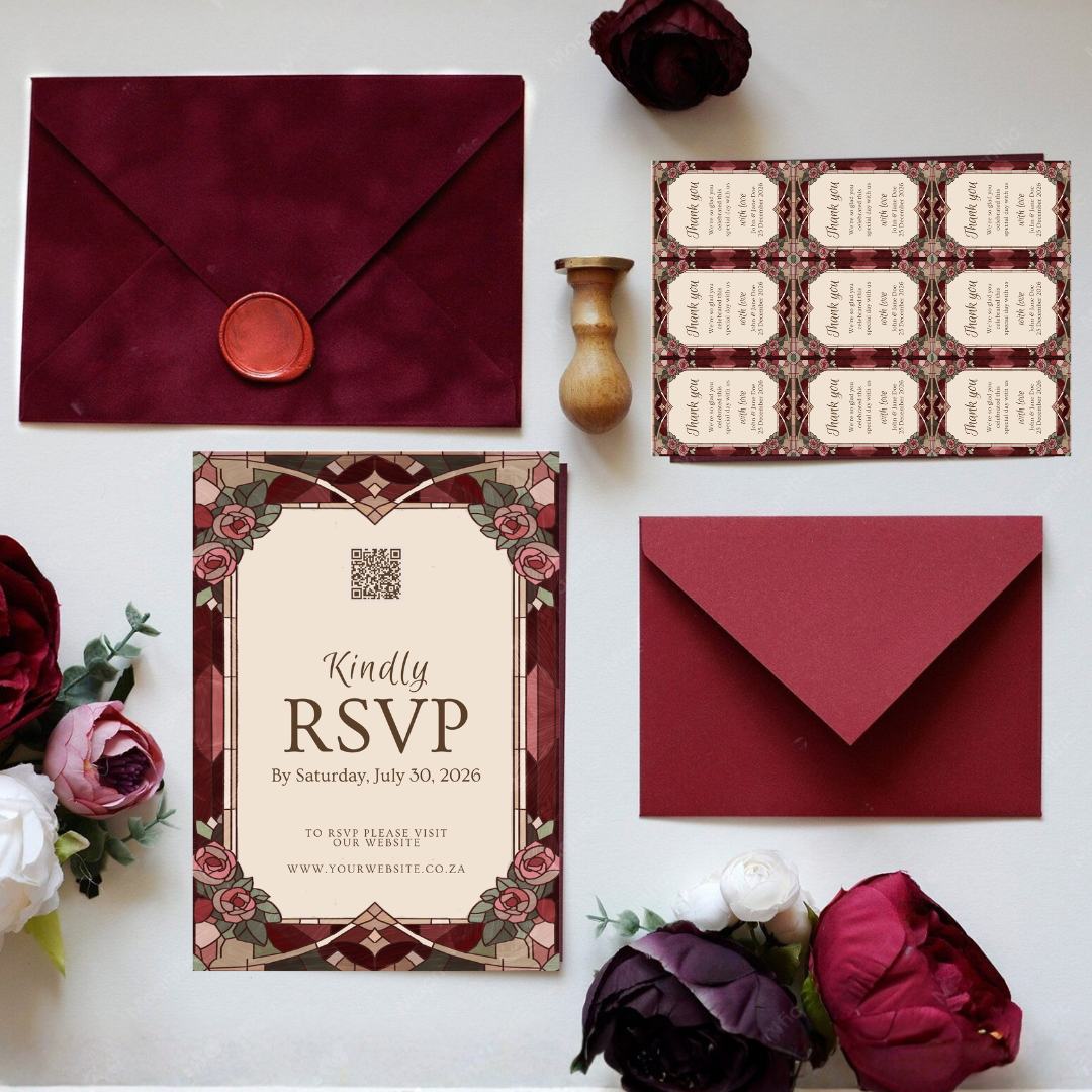 Stained Glass Gatefold DIY Wedding Stationary Bundle
