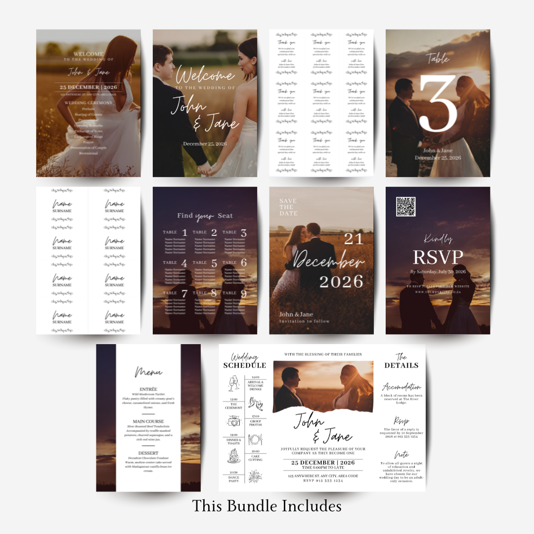 Modern Gatefold DIY Wedding Stationery Bundle