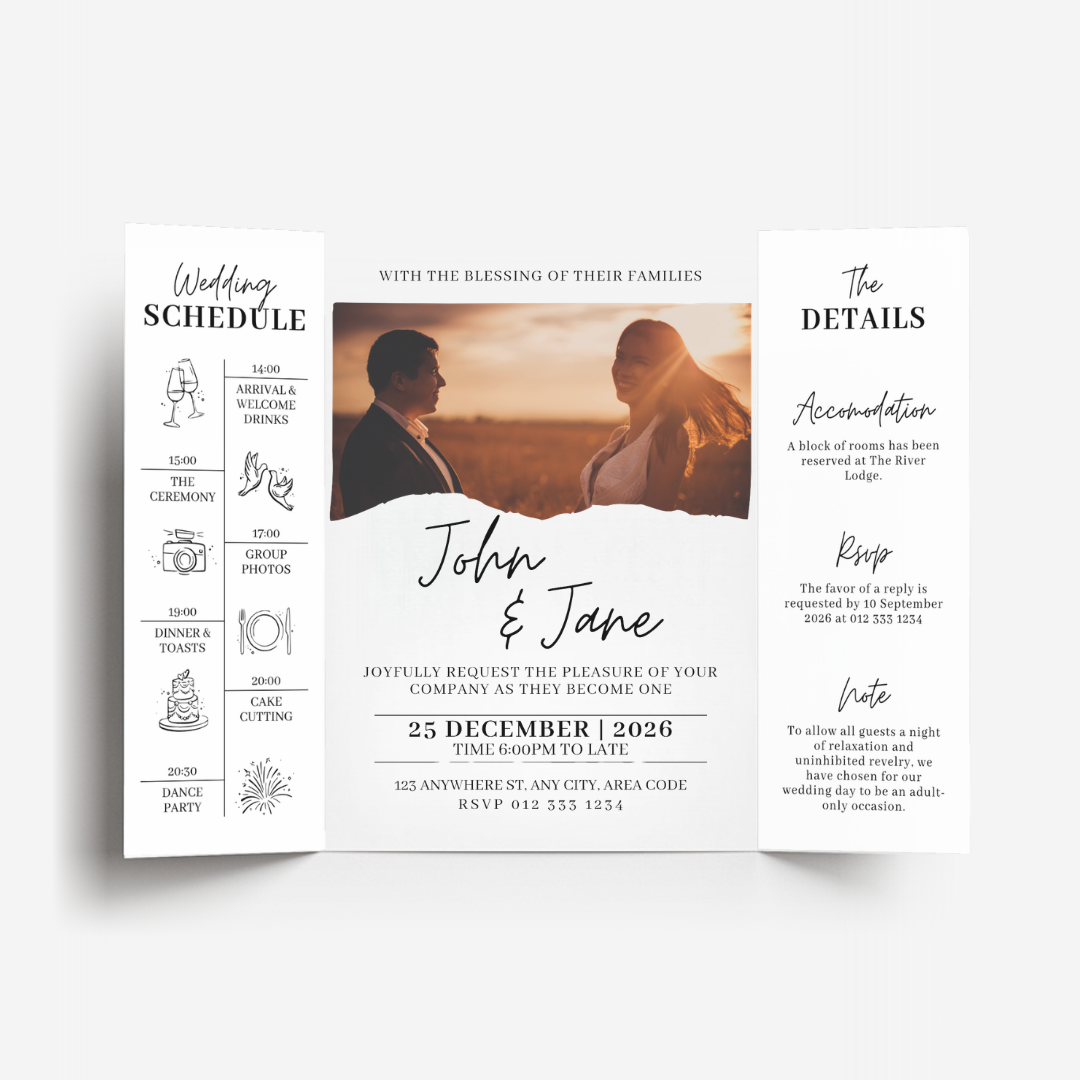 Modern Gatefold DIY Wedding Stationary Bundle