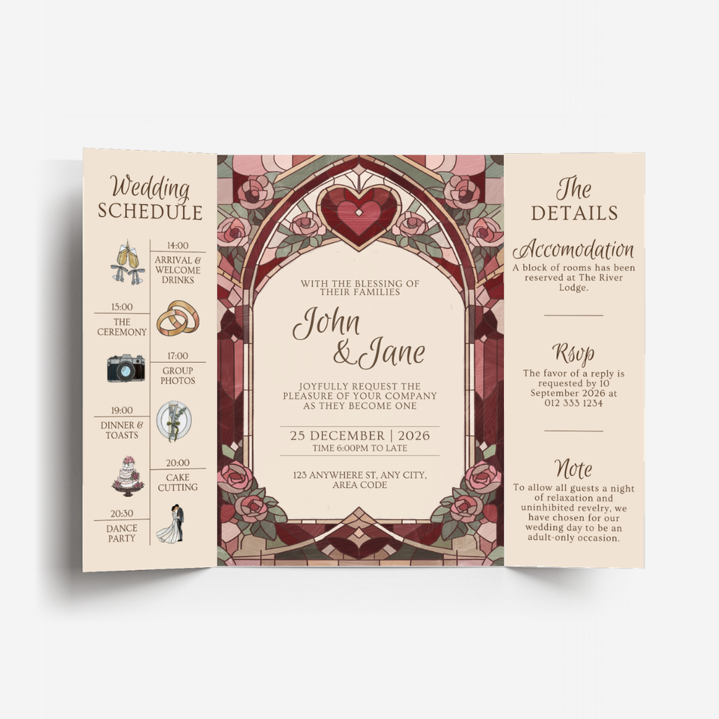 Stained Glass Gatefold DIY Wedding Stationary Bundle