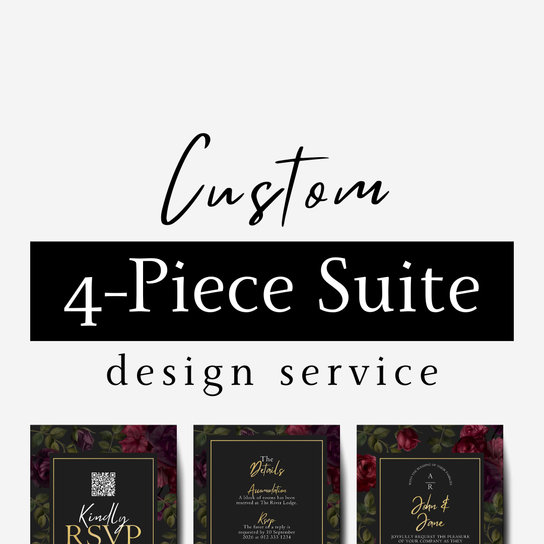 Custom Wedding Stationery Design Service – Custom 4-Piece Suite