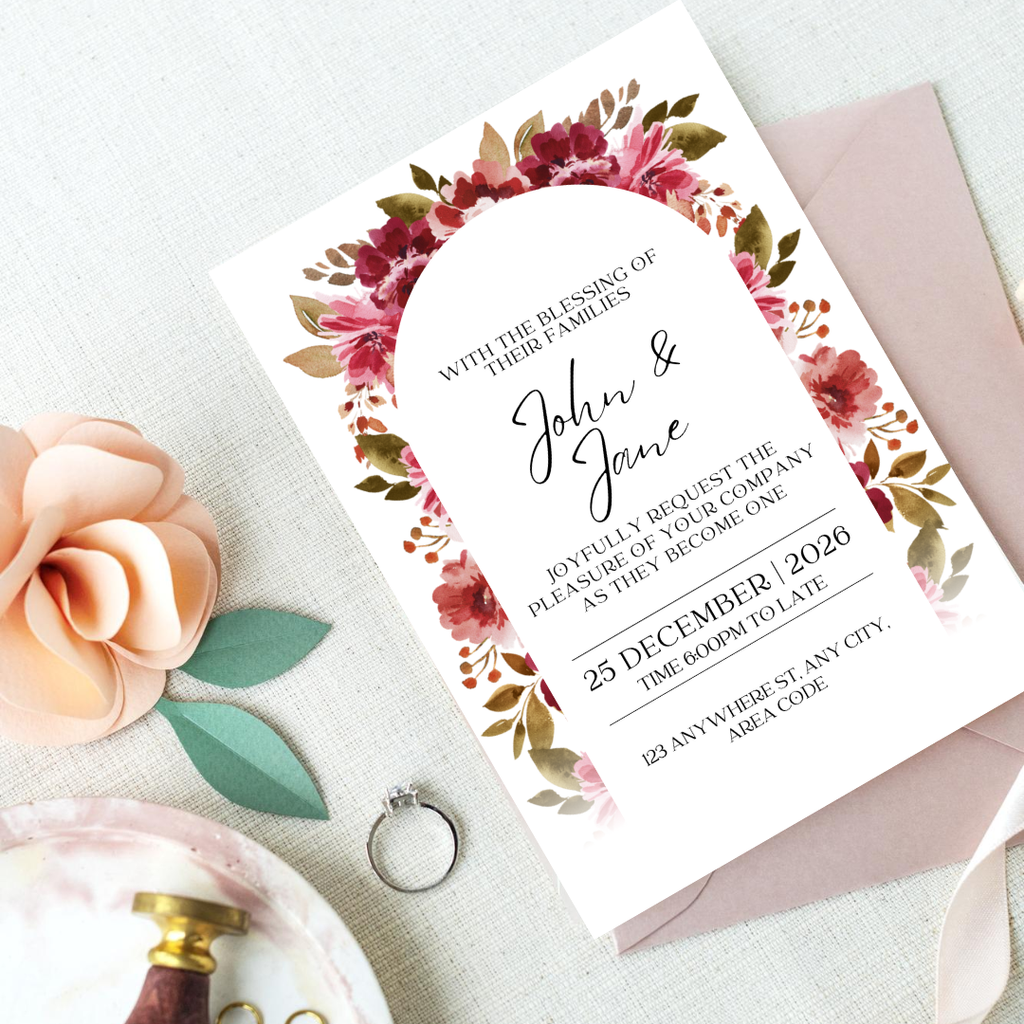 Floral Burgundy Blush DIY Wedding Stationary Bundle