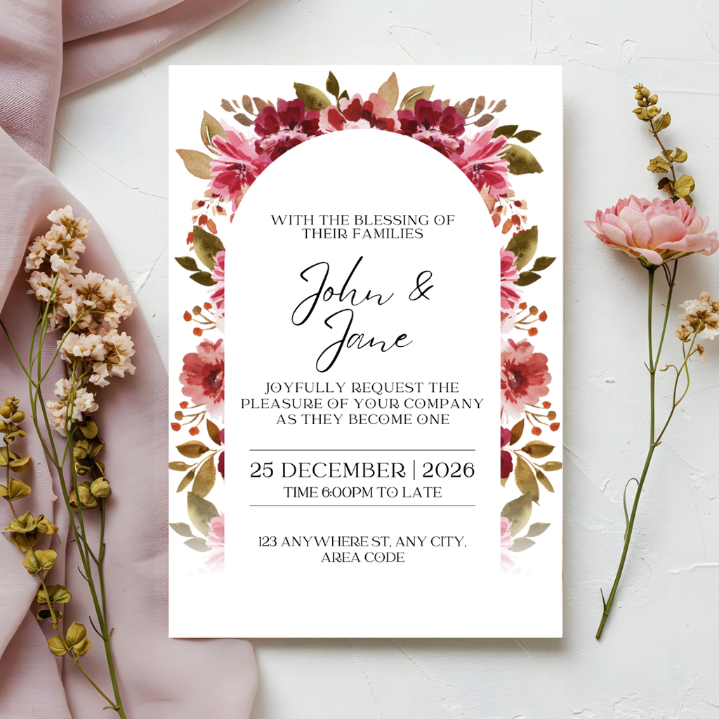 Floral Burgundy Blush DIY Wedding Stationary Bundle