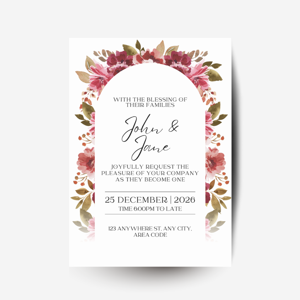 Floral Burgundy Blush DIY Wedding Stationary Bundle