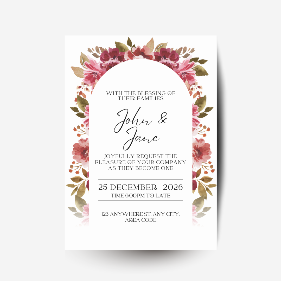 Floral Burgundy Blush DIY Wedding Stationary Bundle