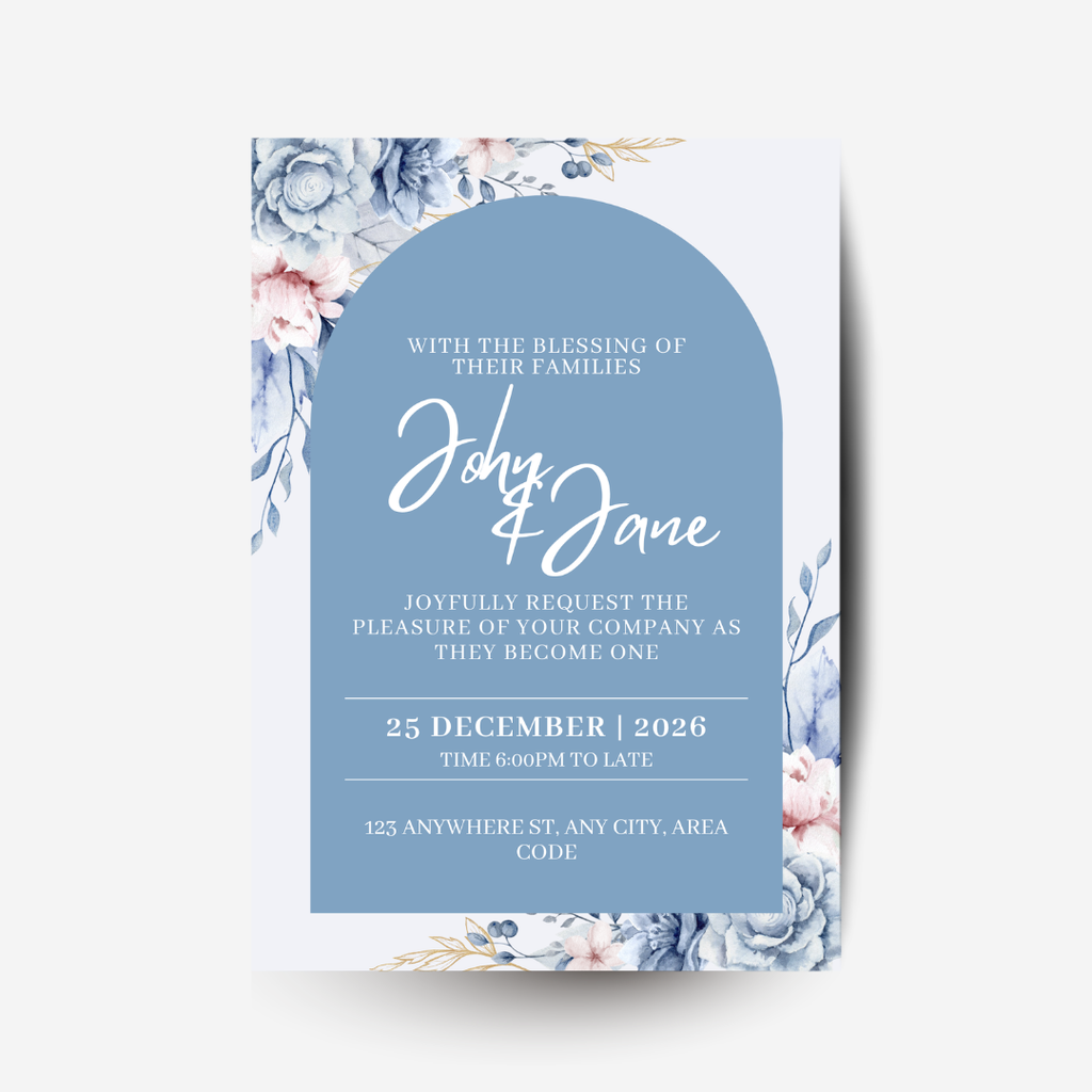 Free Dusty Blue Floral DIY Wedding Stationary Bundle