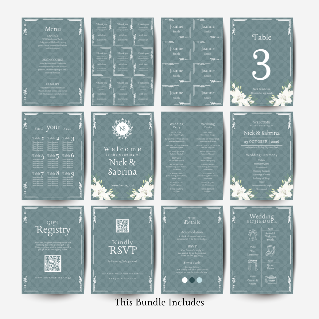 Winter In Paris DIY Wedding Stationery Bundle
