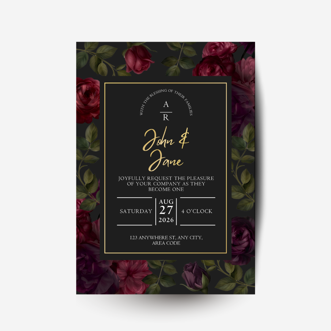 Dark Floral DIY Wedding Stationary Bundle
