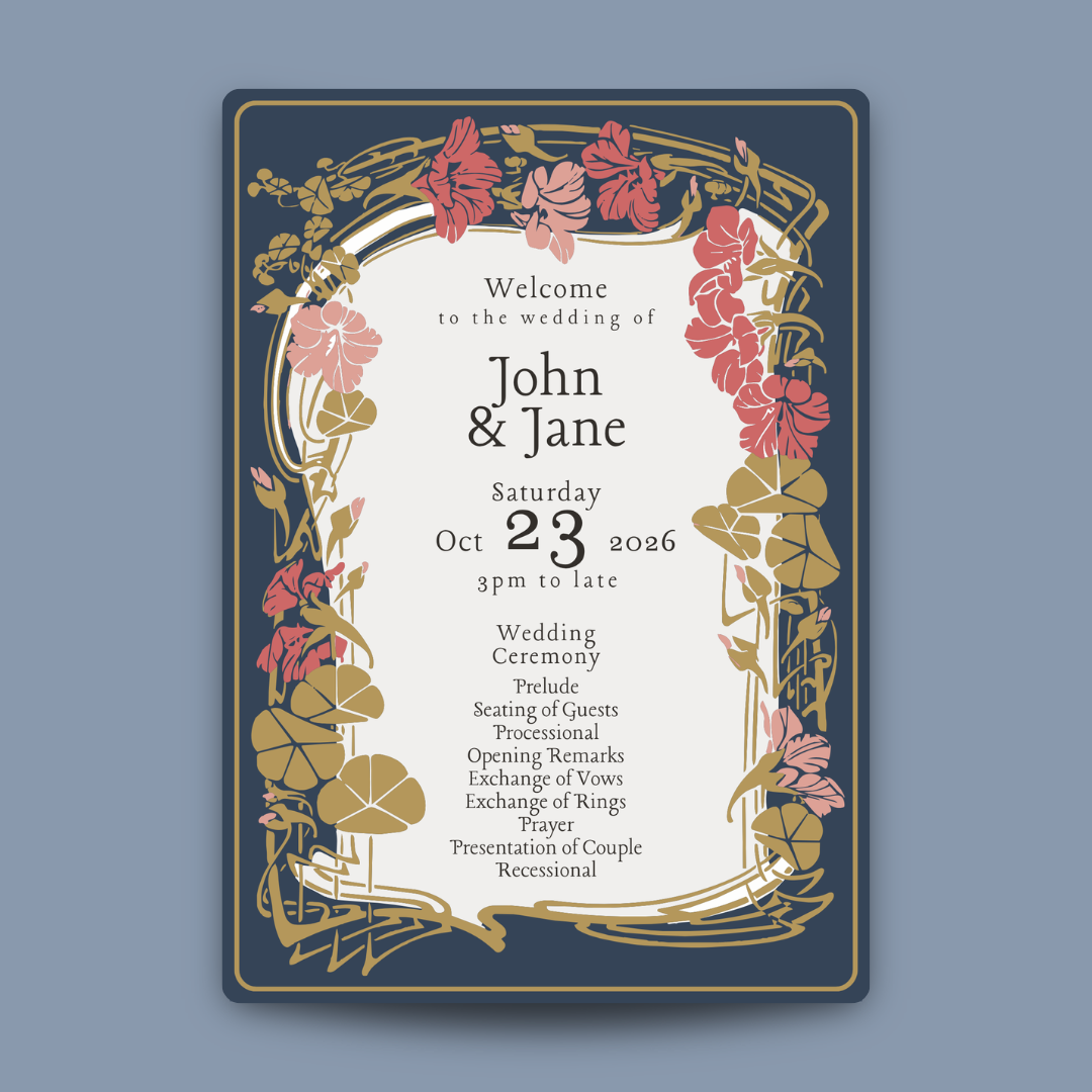 Botanical Navy & Blush DIY Wedding Stationery Bundle
